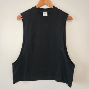 Gym Shark Black Sleeveless Cotton Cropped Top